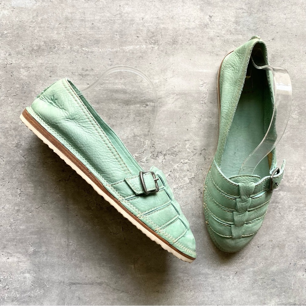 FRYE Milly Fisherman Turquoise Sunwash Nubuck Flat Women's Size 9